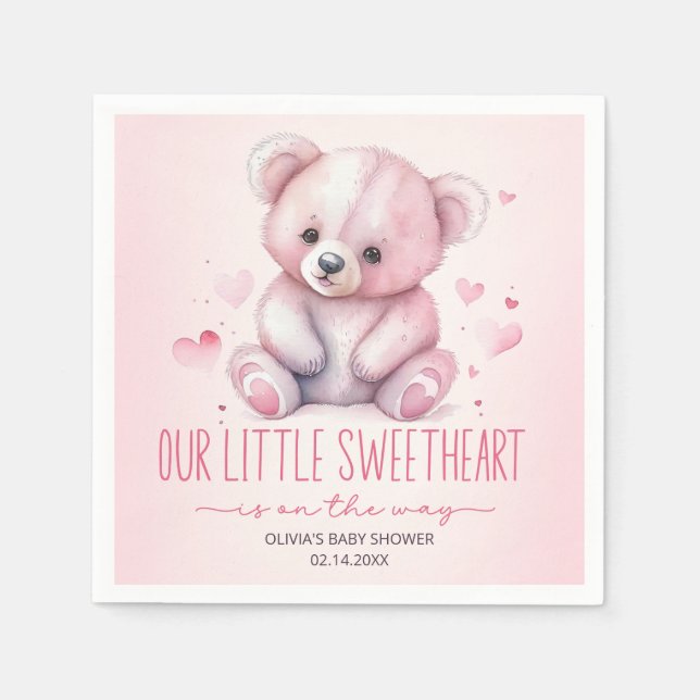 Serviette En Papier Petit Baby shower d'ours d'aquarelle doux (Devant)