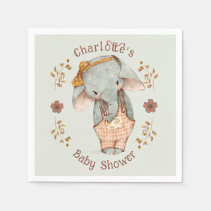 Serviette En Papier Petit Baby shower Eléphant fille