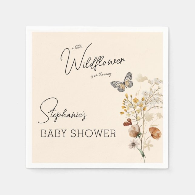 Serviette En Papier Petit Baby shower Fleur sauvage (Devant)