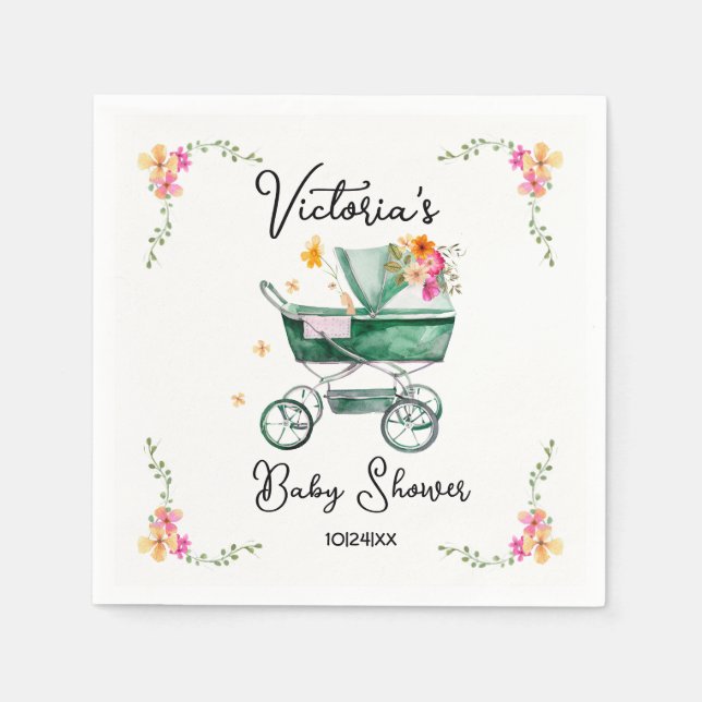 Serviette En Papier Petit Baby shower Fleur sauvage (Devant)