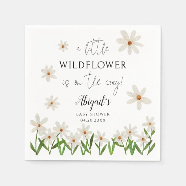 Serviette En Papier Petit Baby shower Fleur sauvage Daisy (Devant)