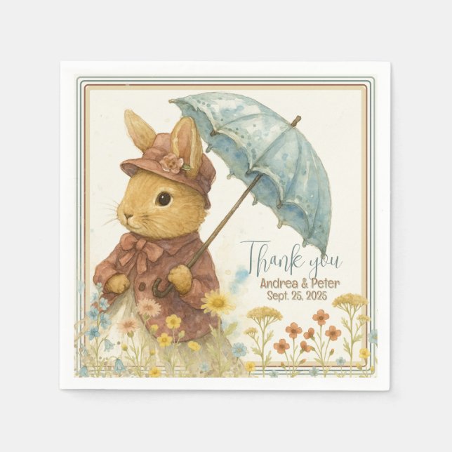 Serviette En Papier Petit Baby shower lapin pour fille (Devant)
