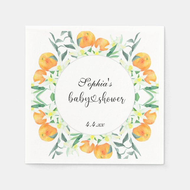 Serviette En Papier Petit baby shower orange (Devant)