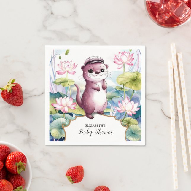 Serviette En Papier Petit Baby shower Otter (En situation)