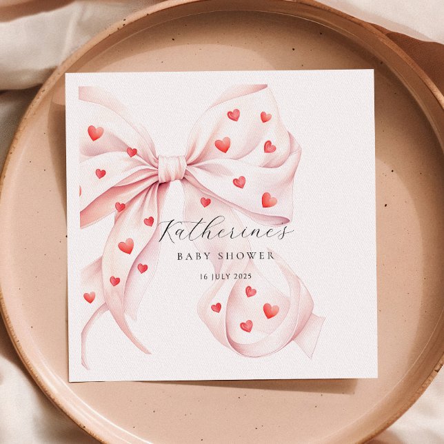 Serviette En Papier Petit Baby shower rouge rose doux (Créateur téléchargé)