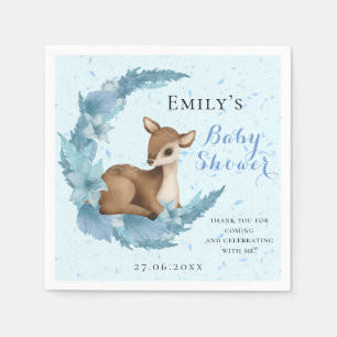 Serviette En Papier Petit Bambi et demi-lune Baby shower bleu