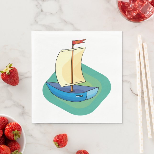 Serviette En Papier Petit bateau à voile bleu (Créateur téléchargé)