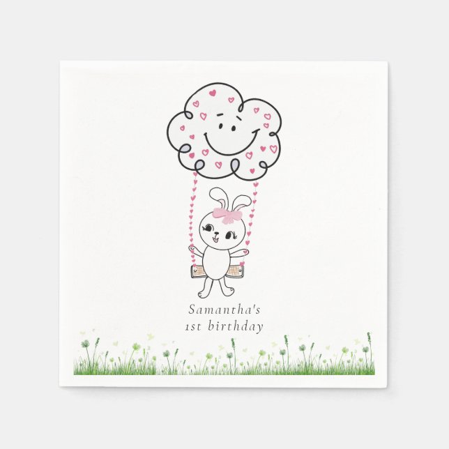 Serviette En Papier Petit Bébé Lapin Sur Une Chaussure Mignonne Printe (Devant)