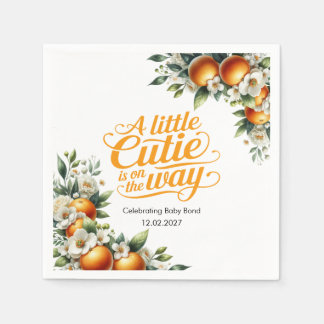 Serviette En Papier Petit Bébé Orange Mignon Baptême Personnalisé
