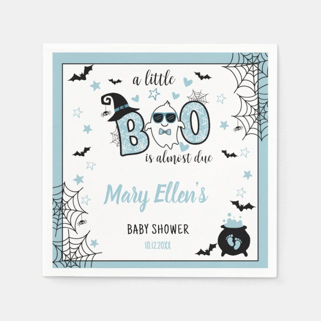 SERVIETTE EN PAPIER PETIT BOO BLUE HALLOWEEN BABY SHOWER (Devant)