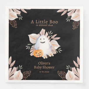 Serviette En Papier Petit Boo Boho noir élégant Baby shower fantôme
