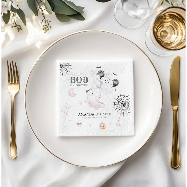 Serviette En Papier Petit Boo Cute Ghost Halloween Baby Girl Douche (Créateur téléchargé)