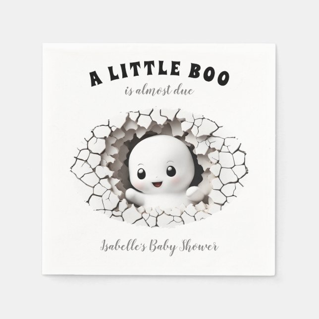 Serviette En Papier Petit Boo Est Presque Dû Baby shower Napkins (Devant)