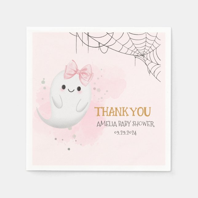 Serviette En Papier Petit Boo Halloween fantôme fille baby shower (Devant)