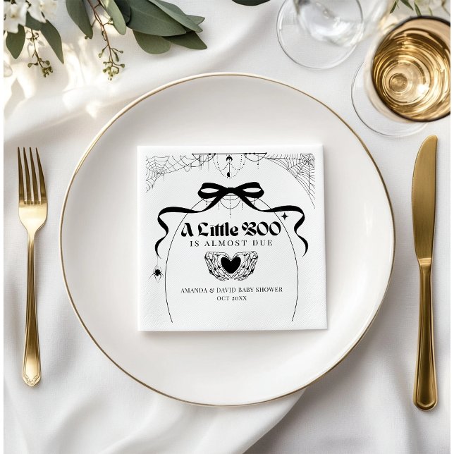 Serviette En Papier Petit Boo minimal Baby shower gothique d'Halloween (Créateur téléchargé)