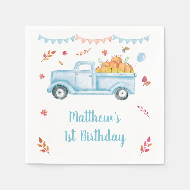 Serviette En Papier Petit Camion Citrouille Anniversaire Napkins (Devant)