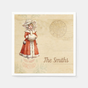 Serviette En Papier Petit Caroleur victorien Noël personnalisé