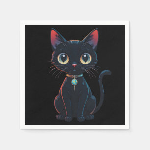 Serviette En Papier Petit Chat Noir Effrayant