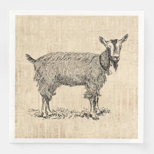 Serviette En Papier Petit chèvre avec Bell Illustration Script antiqu