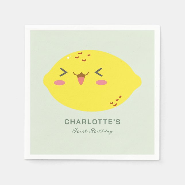 Serviette En Papier Petit Citron Citrus Cutie Premier anniversaire (Devant)