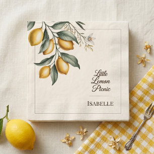 Serviette En Papier Petit Citron Pique-Nique Élégant Botanique Aquarel