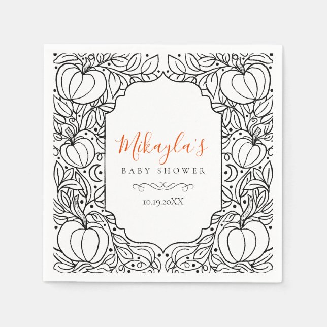 Serviette En Papier Petit Citrouille Automne Automne Halloween Baby sh (Devant)