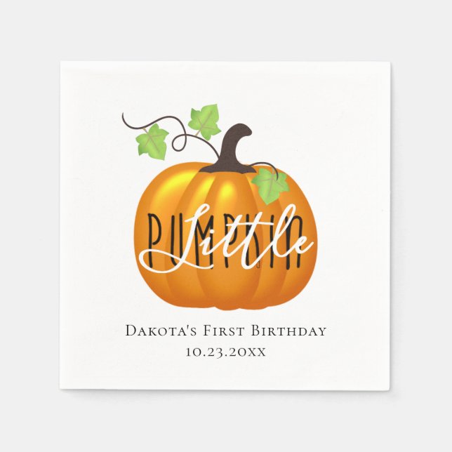 Serviette En Papier Petit Citrouille Automne Neutre Première fête d'an (Devant)