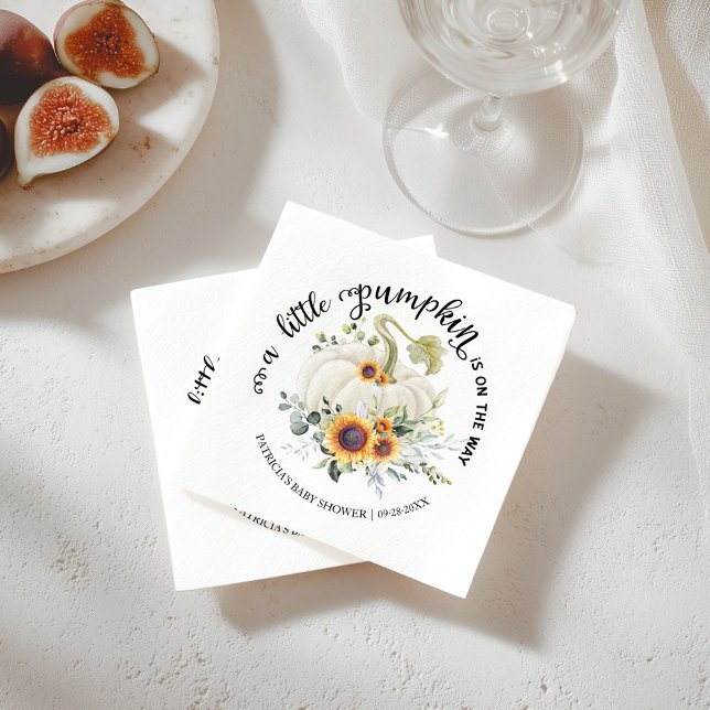 Serviette En Papier Petit Citrouille Baby shower d'automne de verdure  (Créateur téléchargé)