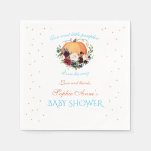 Serviette En Papier Petit Citrouille Baby shower floral Bourgogne