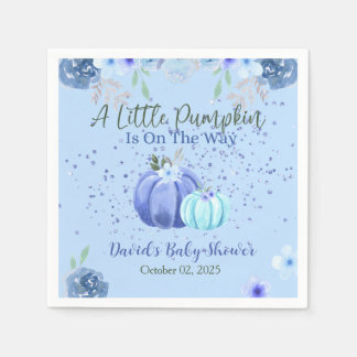 Serviette En Papier Petit Citrouille Bleu Chute Baby shower Floral Nap