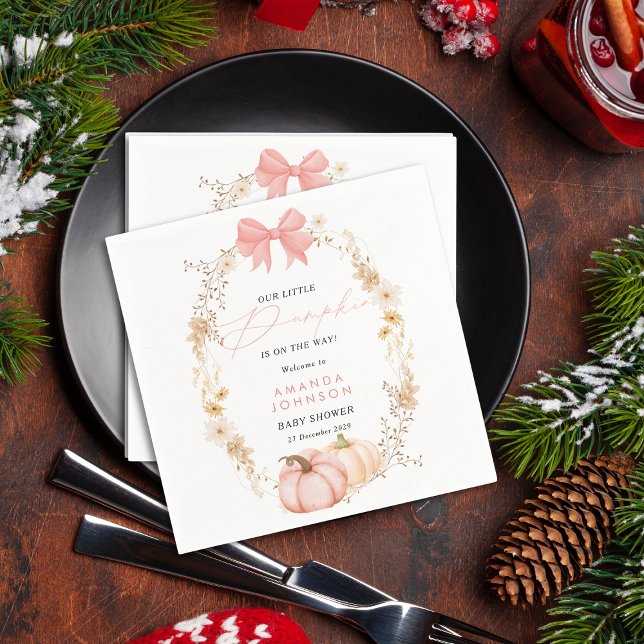 Serviette En Papier Petit Citrouille en route Automne Octobre baby sho (Créateur téléchargé)