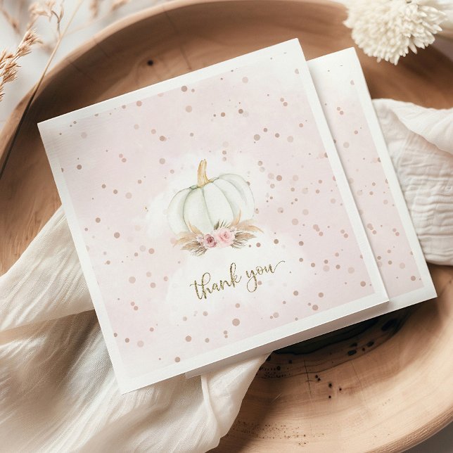 Serviette En Papier Petit Citrouille en route baby shower (Pumpkin baby shower napkins with autumn design and festive theme)