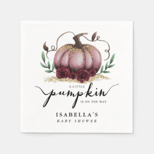 Serviette En Papier Petit Citrouille Sur Le Chemin Du Baby shower Rose