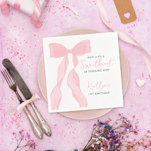 Serviette En Papier Petit coeur élégant rose fête d'anniversaire
