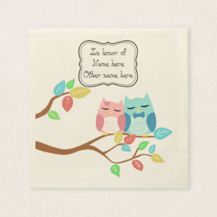 Serviette En Papier Petit couple de chouettes
