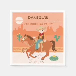 Serviette En Papier Petit cow-boy cool et cheval fête d'anniversaire