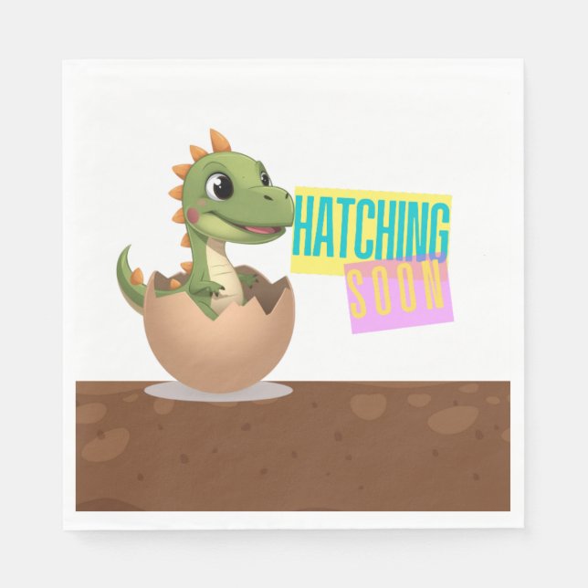 Serviette En Papier Petit dinosaure qui éclot bientôt (Devant)