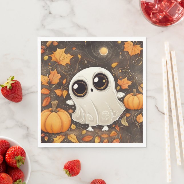 Serviette En Papier Petit fantôme d'Halloween (En situation)