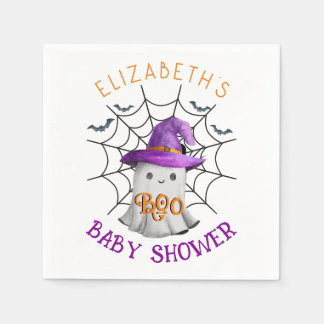 Serviette En Papier Petit fantôme mignon et baby shower BOO spiderweb