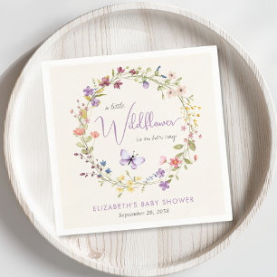 Serviette En Papier Petit Fleur sauvage Aquarelle Bébé Fille Douche