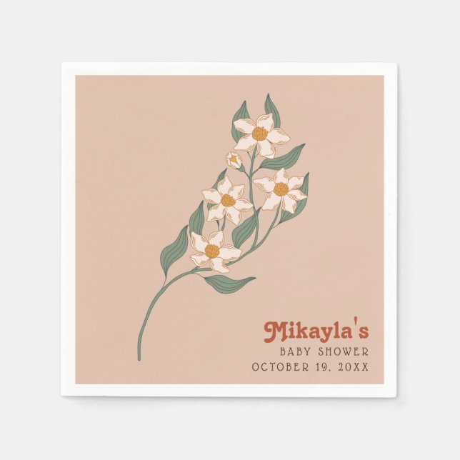 Serviette En Papier Petit Fleur sauvage Automne Rustique Boho Baby sho (Devant)