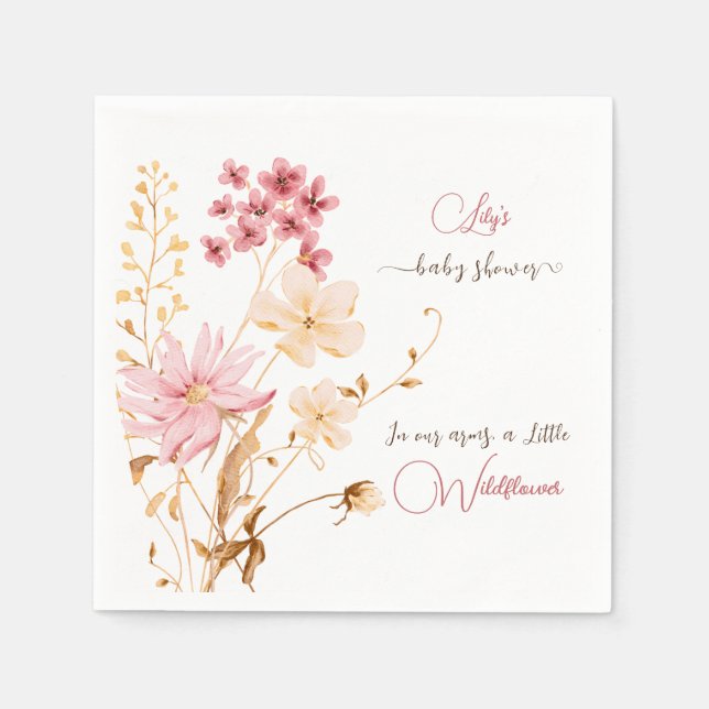 Serviette En Papier Petit Fleur sauvage Floral Girl Baby shower servie (Devant)