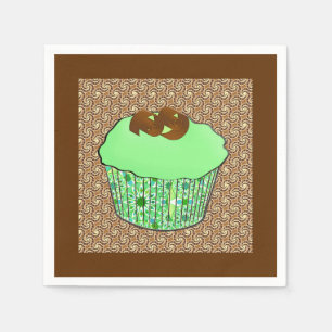 Serviette En Papier Petit gâteau de chocolat givré par menthe, arrière
