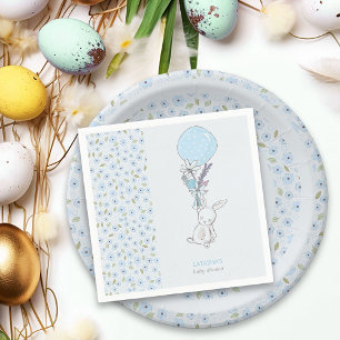 Serviette En Papier Petit Lapin et Ballon Mignon Garçon Baby Shower Bl