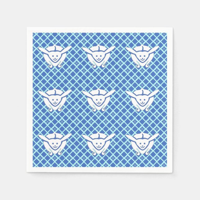 Serviette En Papier Petit lapin japonais, bleu (Devant)