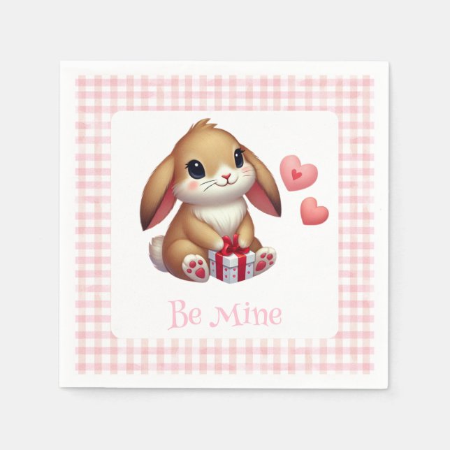 Serviette En Papier Petit lapin lapin lapin de la Saint-Valentin (Devant)