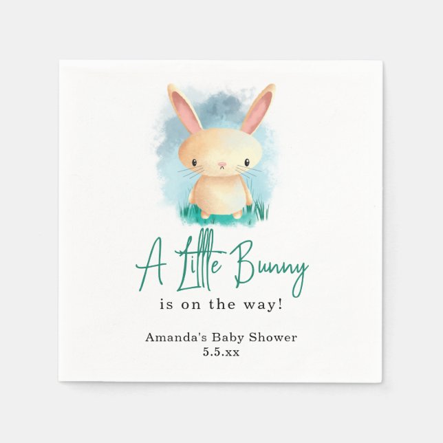 Serviette En Papier Petit Lapin - shower de bébé (Devant)