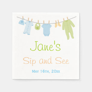 Serviette En Papier Petit le Sip bleu et vert de bébé de vêtements 