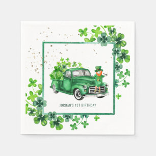 Serviette En Papier Petit Leprechaun Shamrock Camion fête d'anniversai
