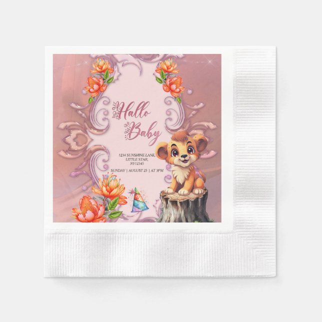 Serviette En Papier Petit lion mignon (Devant)